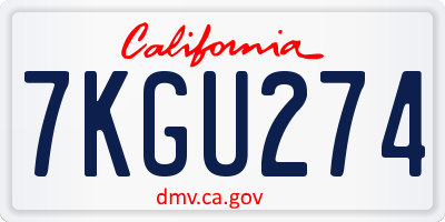 CA license plate 7KGU274