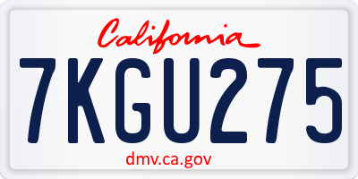 CA license plate 7KGU275