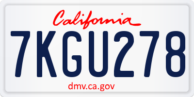 CA license plate 7KGU278
