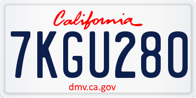 CA license plate 7KGU280