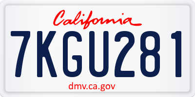 CA license plate 7KGU281