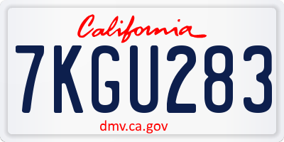 CA license plate 7KGU283