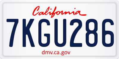 CA license plate 7KGU286