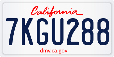CA license plate 7KGU288