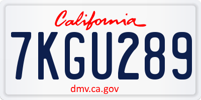 CA license plate 7KGU289