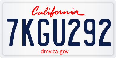 CA license plate 7KGU292