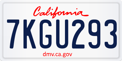 CA license plate 7KGU293