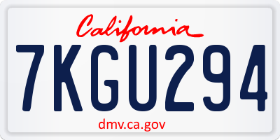 CA license plate 7KGU294