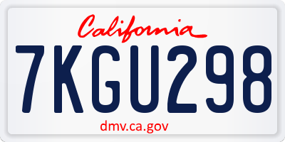 CA license plate 7KGU298