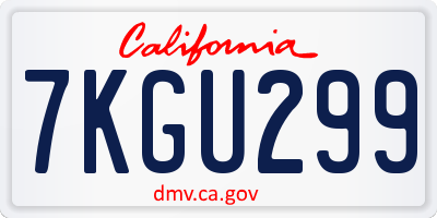 CA license plate 7KGU299