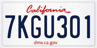 CA license plate 7KGU301
