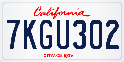 CA license plate 7KGU302
