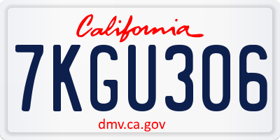 CA license plate 7KGU306