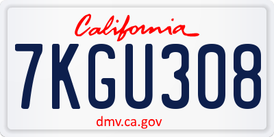 CA license plate 7KGU308