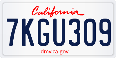 CA license plate 7KGU309