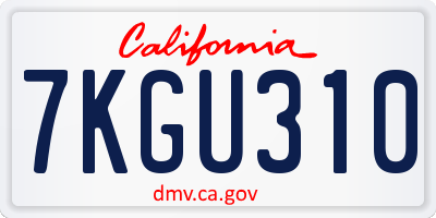 CA license plate 7KGU310