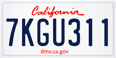 CA license plate 7KGU311