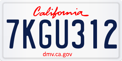 CA license plate 7KGU312