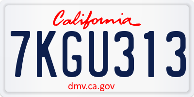 CA license plate 7KGU313