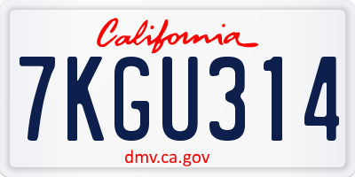 CA license plate 7KGU314