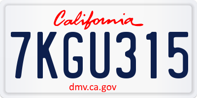 CA license plate 7KGU315