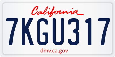 CA license plate 7KGU317