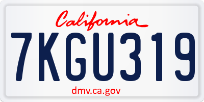 CA license plate 7KGU319