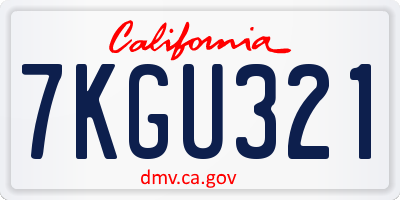 CA license plate 7KGU321