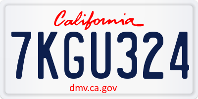 CA license plate 7KGU324
