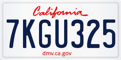 CA license plate 7KGU325