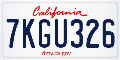 CA license plate 7KGU326