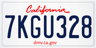 CA license plate 7KGU328