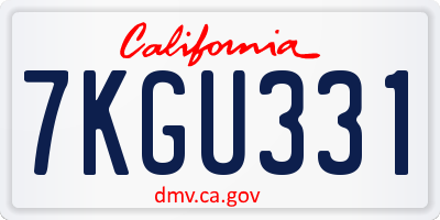 CA license plate 7KGU331