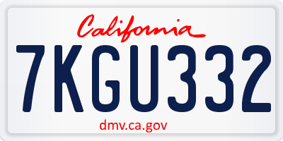 CA license plate 7KGU332