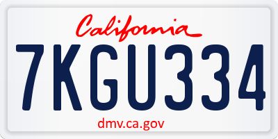 CA license plate 7KGU334