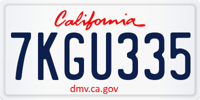 CA license plate 7KGU335