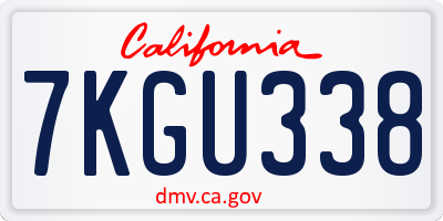CA license plate 7KGU338