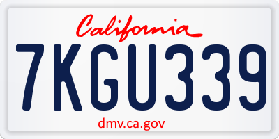 CA license plate 7KGU339