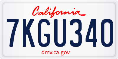 CA license plate 7KGU340