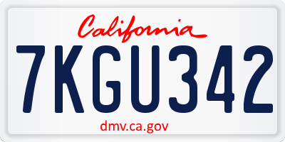 CA license plate 7KGU342