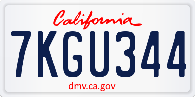 CA license plate 7KGU344