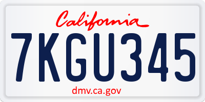 CA license plate 7KGU345