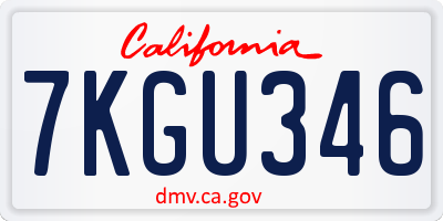 CA license plate 7KGU346