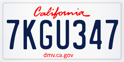 CA license plate 7KGU347