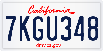CA license plate 7KGU348