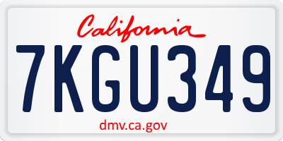 CA license plate 7KGU349