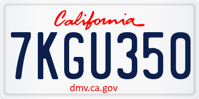 CA license plate 7KGU350