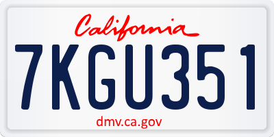 CA license plate 7KGU351
