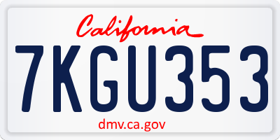 CA license plate 7KGU353