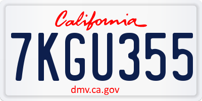 CA license plate 7KGU355